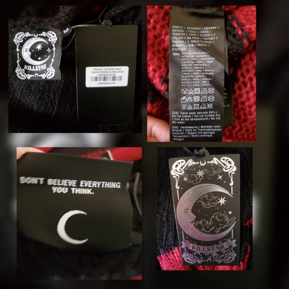 *NWT* Killstar's Freddy Hooded Knit Sweater (Black/Blood - Picture 16 of 16